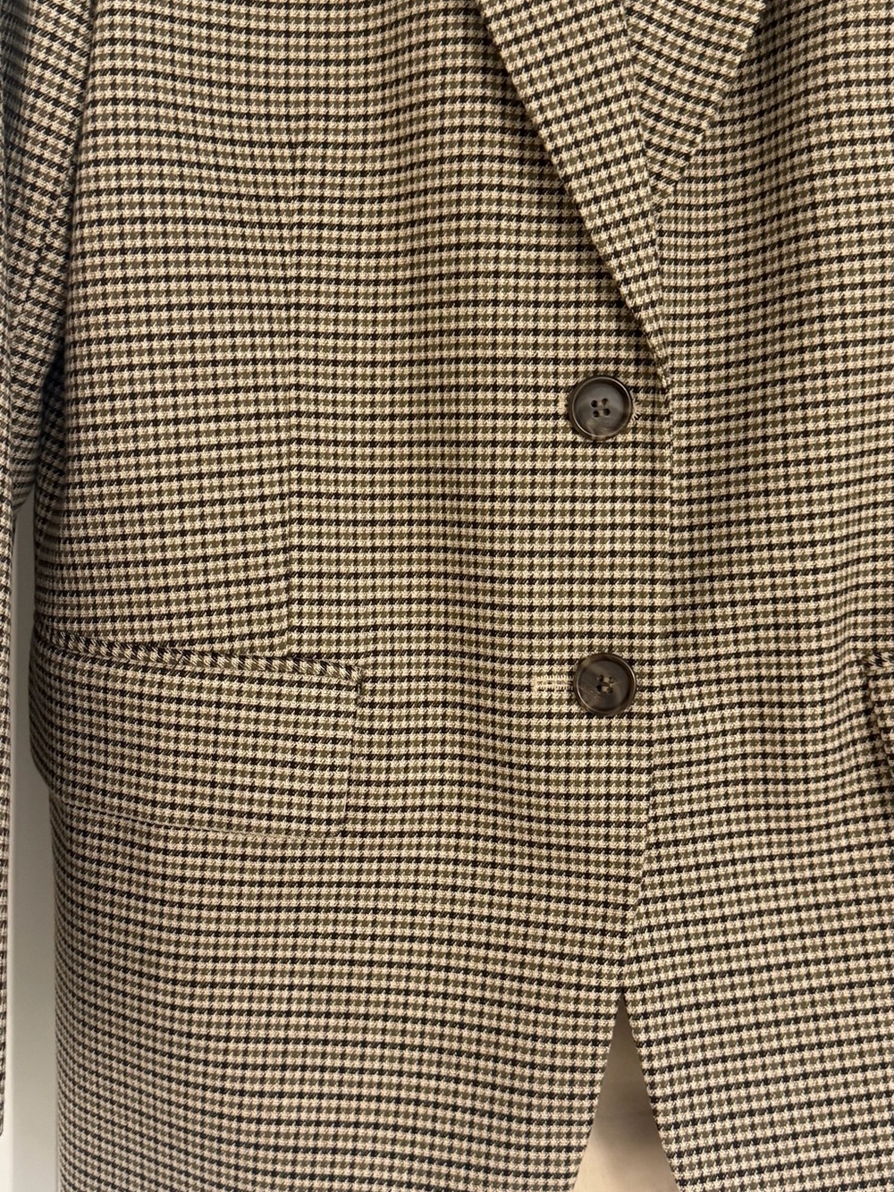 Womens Houndstooth Blazer Jacket - Tan/Black - Picture 8 of 13